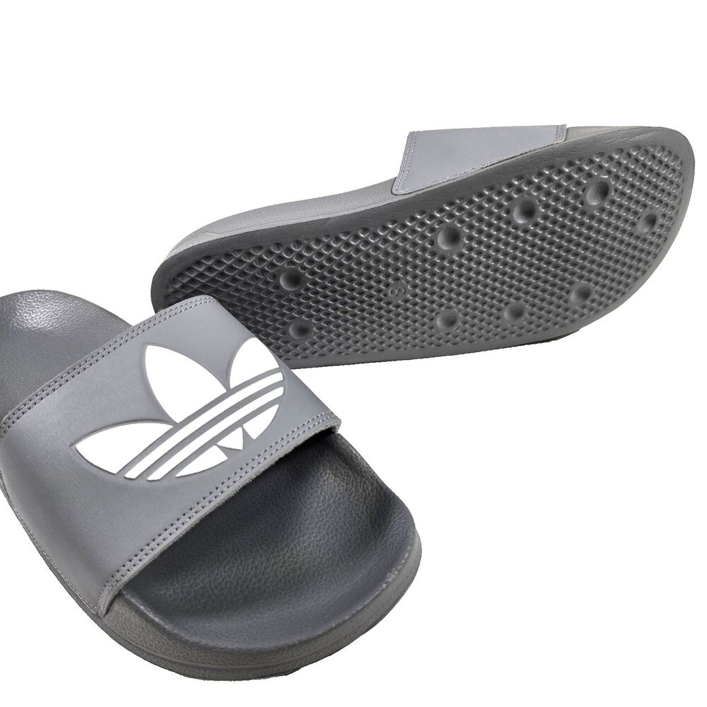 Adidas Adilette Lite Slides Trefoil Logo Gray Men's 8 Sandal New
